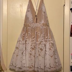 Nude and White lace homecoming/formal dress